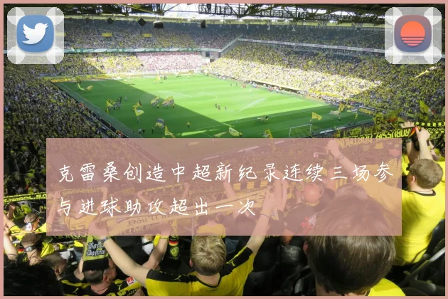 克雷桑创造中超新纪录连续三场参与进球助攻超出一次